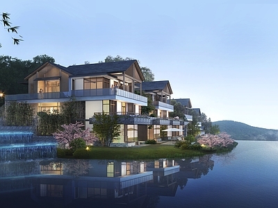 中式酒店建筑 地 多层 温泉
