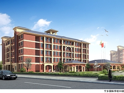 复古学校建筑 30班中学 9130平米 施工图