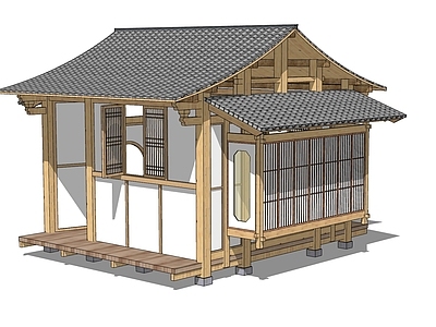 原木禅意木屋 中式木屋 木屋 坡屋顶