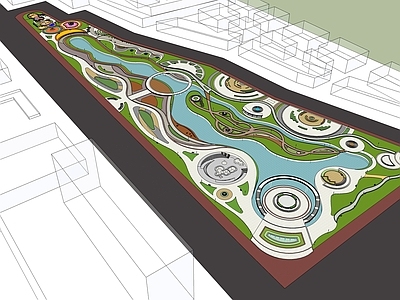 现代景观公园 滨水 运动公园 小品