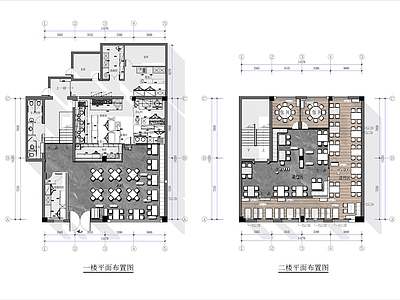 现代北欧茶餐厅 上海两层茶餐厅 彩平 施工图