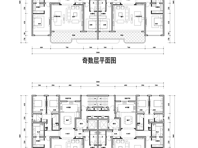 现代住宅楼建筑 四代住宅 宽厅设计 创新大高层户型 施工图