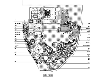 现代新中式庭院 别墅景观 园景观 别墅 园 私家 施工图