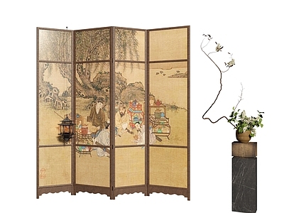 新中式中古屏风 新中式屏风 新中式饰品摆件