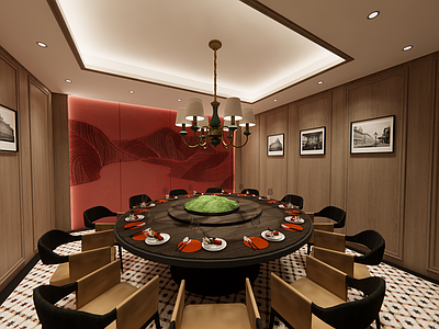 现代新中式中餐厅 包间 饭店 中式 中餐