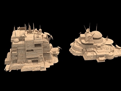 现代艺术风格建筑 沙漠基地堡垒