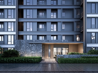 现代小区建筑 现代住宅单元入口