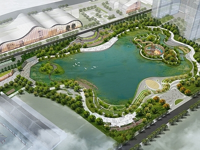 现代滨水景观 滨水生态公园 文化景观