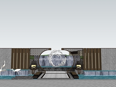 现代新中式滨水景观 水景 滨水 小品 广场