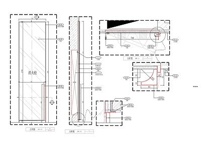 现代门节点 隐形木节点大样 施工图