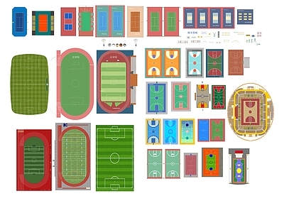现代新中式体育公园 足球场 羽毛球场 网球场 体育运动场