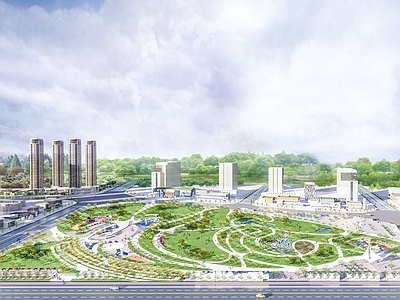 现代广场景观 下沉广场 健身广场 中央公园 城市绿地 景观公园