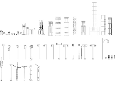 现代灯具图库 路灯 灯 施工图