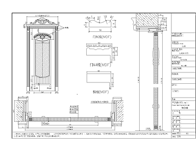欧式门节点 边框 大样 详图 玻璃节点 施工图