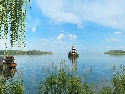 现代其他景观 湿地公园湖景