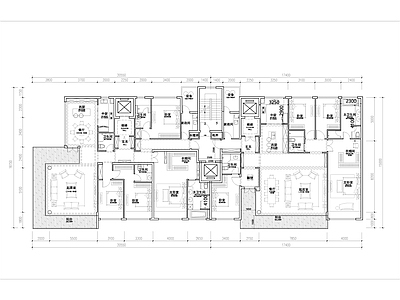 现代住宅楼建筑 四代住宅 转角景观 空中 双 施工图