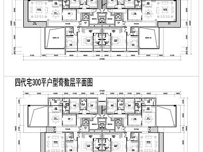 现代住宅楼建筑 四代住宅 转角 两层通高厅 双 施工图