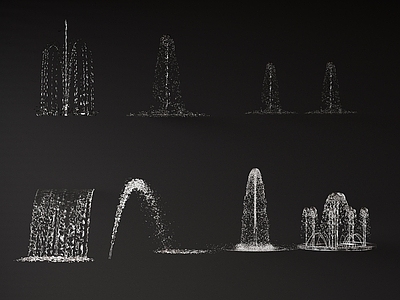 现代法式喷泉 水景 水柱水花 瀑布 涌泉 广场旱喷