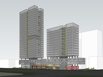现代商场建筑 商业裙楼 商业高层 公寓 酒店