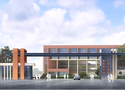 现代学校建筑 台山碧桂园 大及围墙 施工图