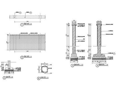 现代庭院 建筑围墙 施工图