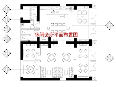 现代洗浴中心 休闲会所平面布置 施工图