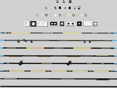 现代极简灯具组合 磁吸轨道灯 射灯 筒灯 洗墙灯