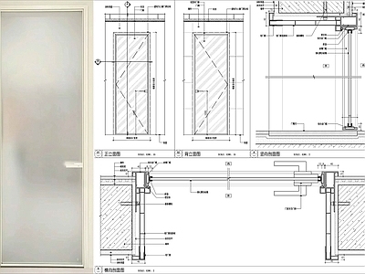 现代门节点 窄边框铝合金 铝合金玻璃节点 玻璃节点 玻璃隔断 节点 施工图