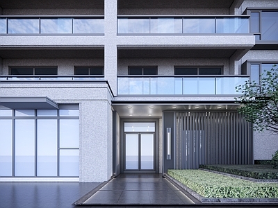 现代新中式多层住宅 精模 精品 入户门头 现代 豪宅