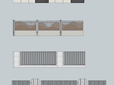 现代小区景观 围墙汇总 小区围墙 道闸