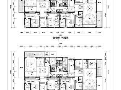 现代住宅楼建筑 四代宅 创侧厅北厅户型 双设计 施工图