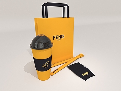 餐具 现代纸杯手提袋 吸管 纸杯套 fendi 喜茶