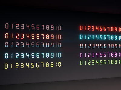 现代复古霓虹灯 现代液晶数字艺术 楼层数字标识 霓虹灯 符号装饰灯