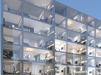 现代多层住宅 住宅外景贴图 商品房外墙贴图 视差盒子 户外住宅贴图