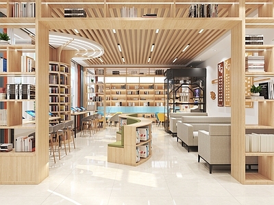 现代图书馆 阅览室 图书室 书吧 书店 组合书柜
