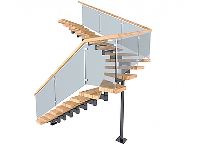 现代楼梯 楼梯 玻璃 扶手