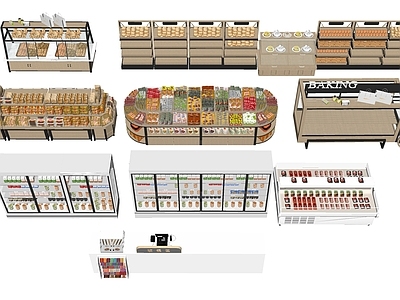 现代超市 果蔬区 生活用品区 生鲜区 酒水区