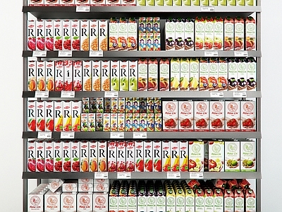现代其他柜子 超市货架 商品架 物品标签 货柜 果汁
