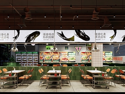 工业烧烤烤肉店 现代复古烤肉店 复古绿烤鱼店 港式烤鱼店 港式茶 工业复古