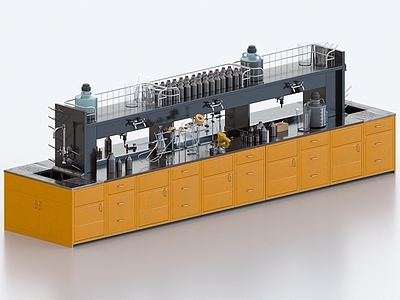现代摆件组合 实验器材 实验桌 实验道具 实验室 化学实验 支架 化学试剂 烧杯