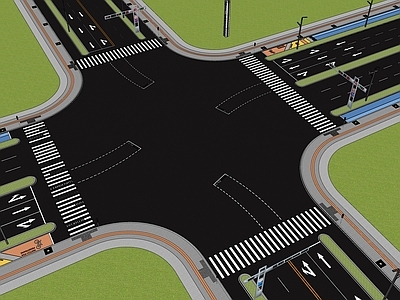 现代简约道路 十字路口 隧道 现代系统 创意斑马线