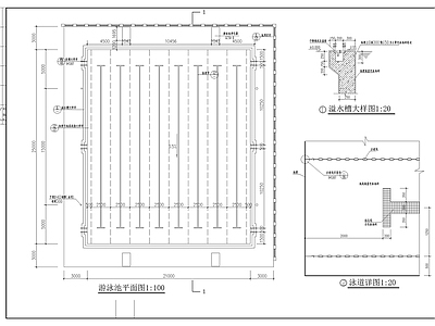 现代游泳馆建筑 某俱乐部游泳池 施工图 游泳馆建筑