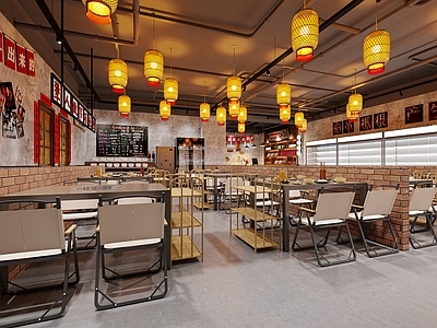 现代复古火锅店 复古 火锅店 包厢