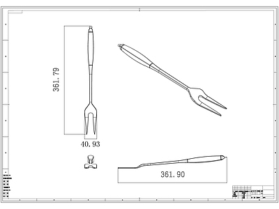 现代新中式厨房设施 用品 叉子 烧烤叉子 施工图