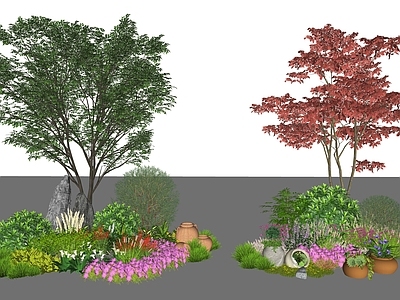 灌木 乔木 花草组合 球形组团 园林造景 绿化组团