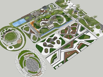 现代口袋公园 现代口袋公园景观 线性公园景观 街头绿地休闲广场 街心中央公园 社区活动广场景观