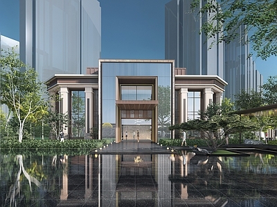 现代新中式售楼处建筑 售楼部 展示区 会所 美学观
