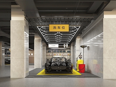 现代其他商业空间 自助洗车区洗车位