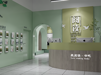 现代图书馆 阅览室 书架 图书馆