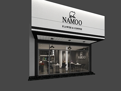 现代门头 黑白灰咖啡店 咖啡店 头 铺面店铺